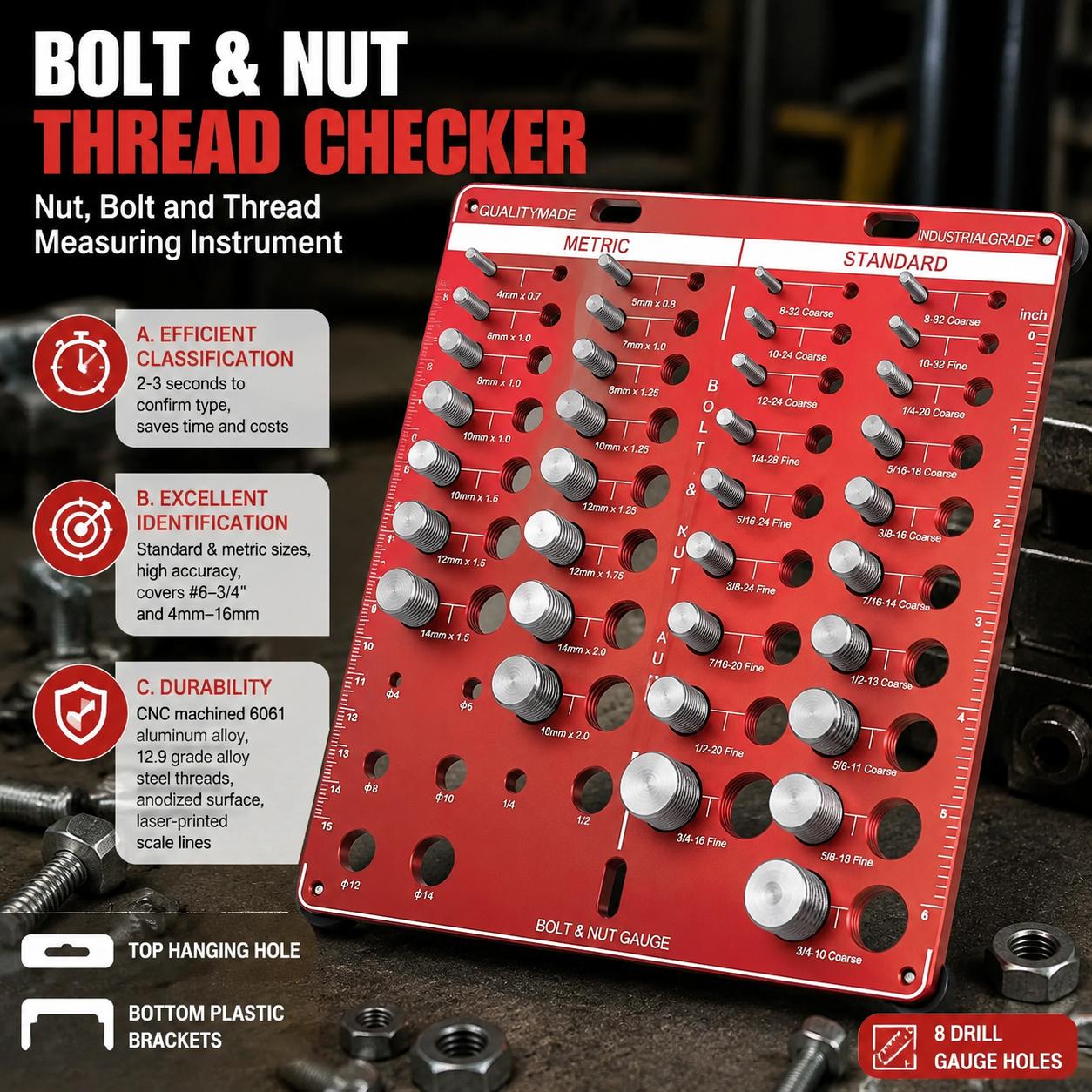 Woodworking Marking Gauge - Nut and Bolt Thread Gauge Set