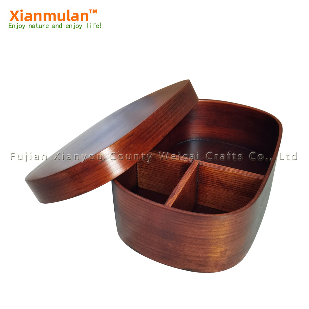 Woodworking Japanese - Natural Wooden Bento Box Square Lunch