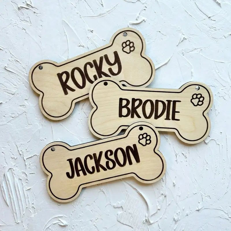 5PCS Custom Wooden Dog Tag - P - Woodworking Laser ulasan dan harga