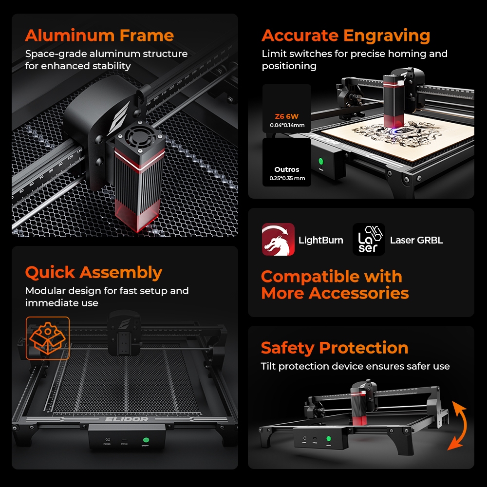 ELIDOR Z6 6W Laser Engraver an - Woodworking Laser ulasan dan harga