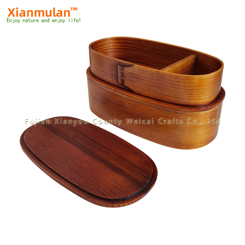 Natural Wooden Bento Box Squar - Woodworking Japanese ulasan dan harga