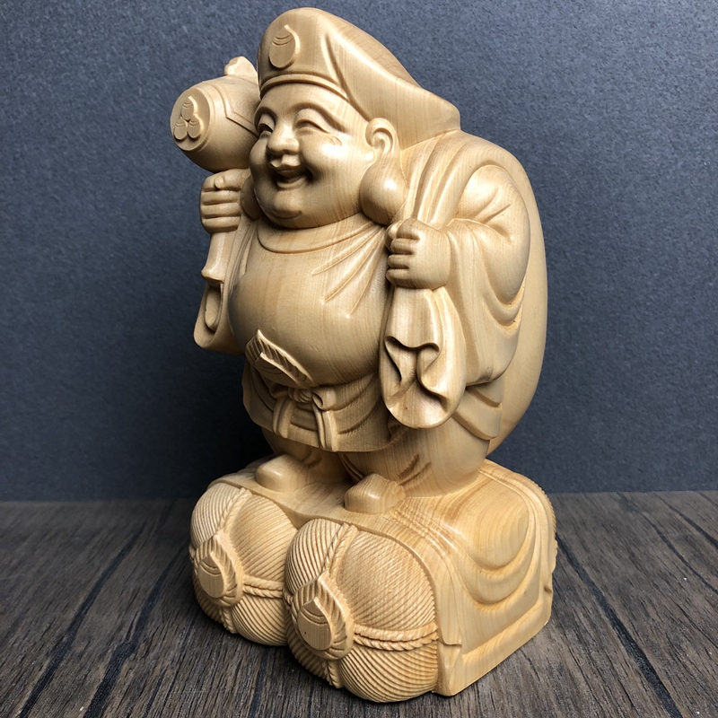Hand Carved Hinoki Wood Daikok - Woodworking Japanese ulasan dan harga